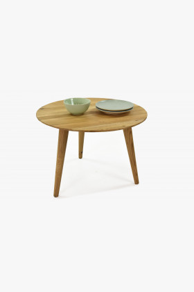 Runder Couchtisch Massiv Eiche 60 cm Skandinavisch Natur